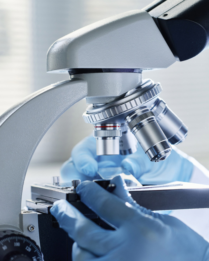 A microscope in a lab